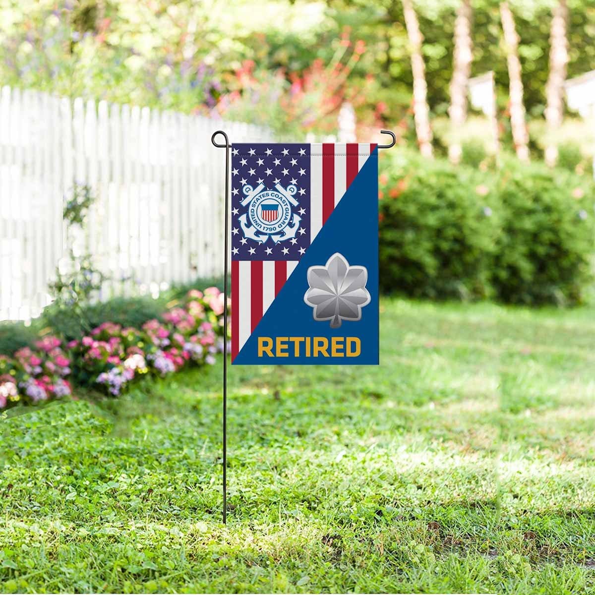 US Coast Guard O-5 Commander O5 CDR Senior Officer Ranks Retired Garden Flag 12'' x 18'' Twin-Side Printing Retired Garden Flag 12" x 18"-Garden Flag-Veterans Nation