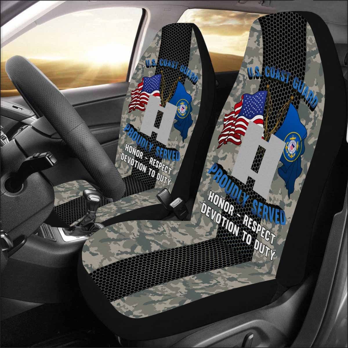 US Coast Guard O-3 Lieutenant O3 LT Junior Officer Car Seat Covers (Set of 2)-SeatCovers-USCG-Officer-Veterans Nation