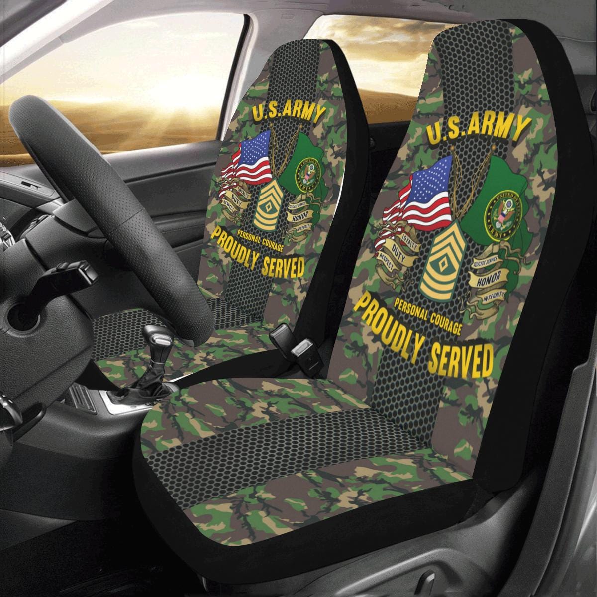 US Army E-8 First Sergeant E8 1SG Noncommissioned Officer Car Seat Covers (Set of 2)-SeatCovers-Army-Ranks-Veterans Nation