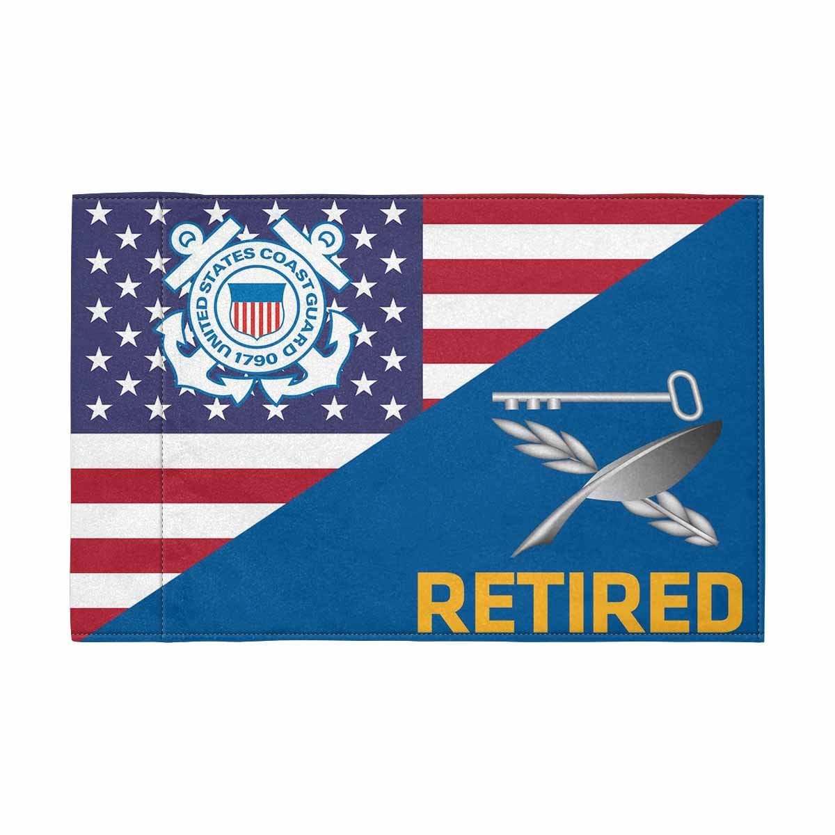 USCG CS Retired Motorcycle Flag 9" x 6" Twin-Side Printing D01-MotorcycleFlag-USCG-Veterans Nation