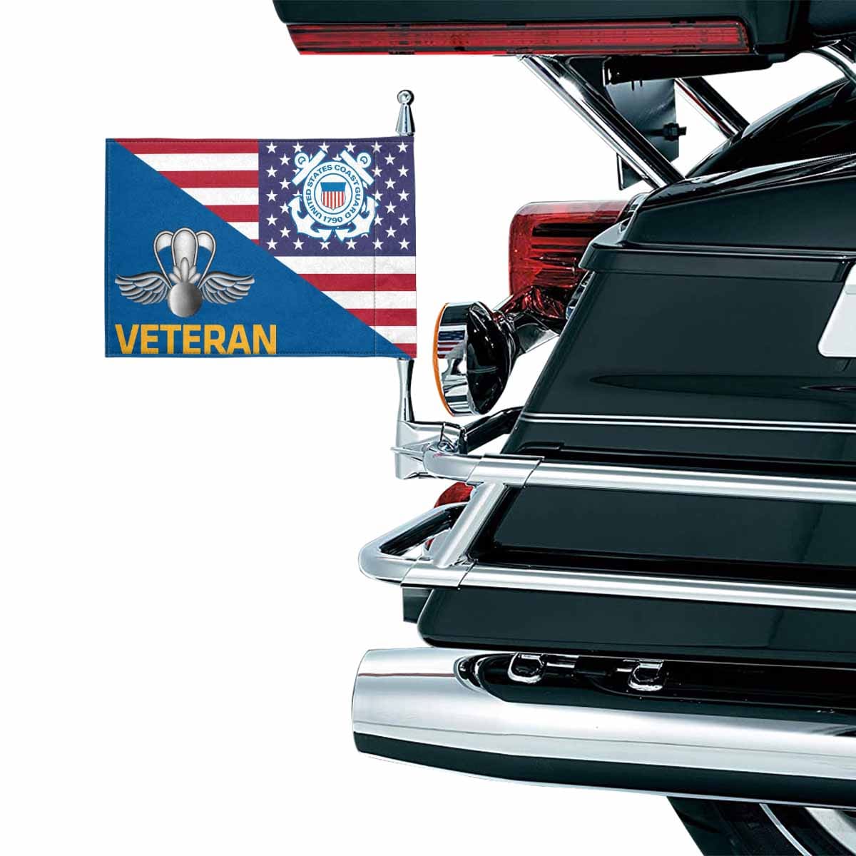 USCG AST Veteran Motorcycle Flag 9" x 6" Twin-Side Printing D01-MotorcycleFlag-USCG-Veterans Nation