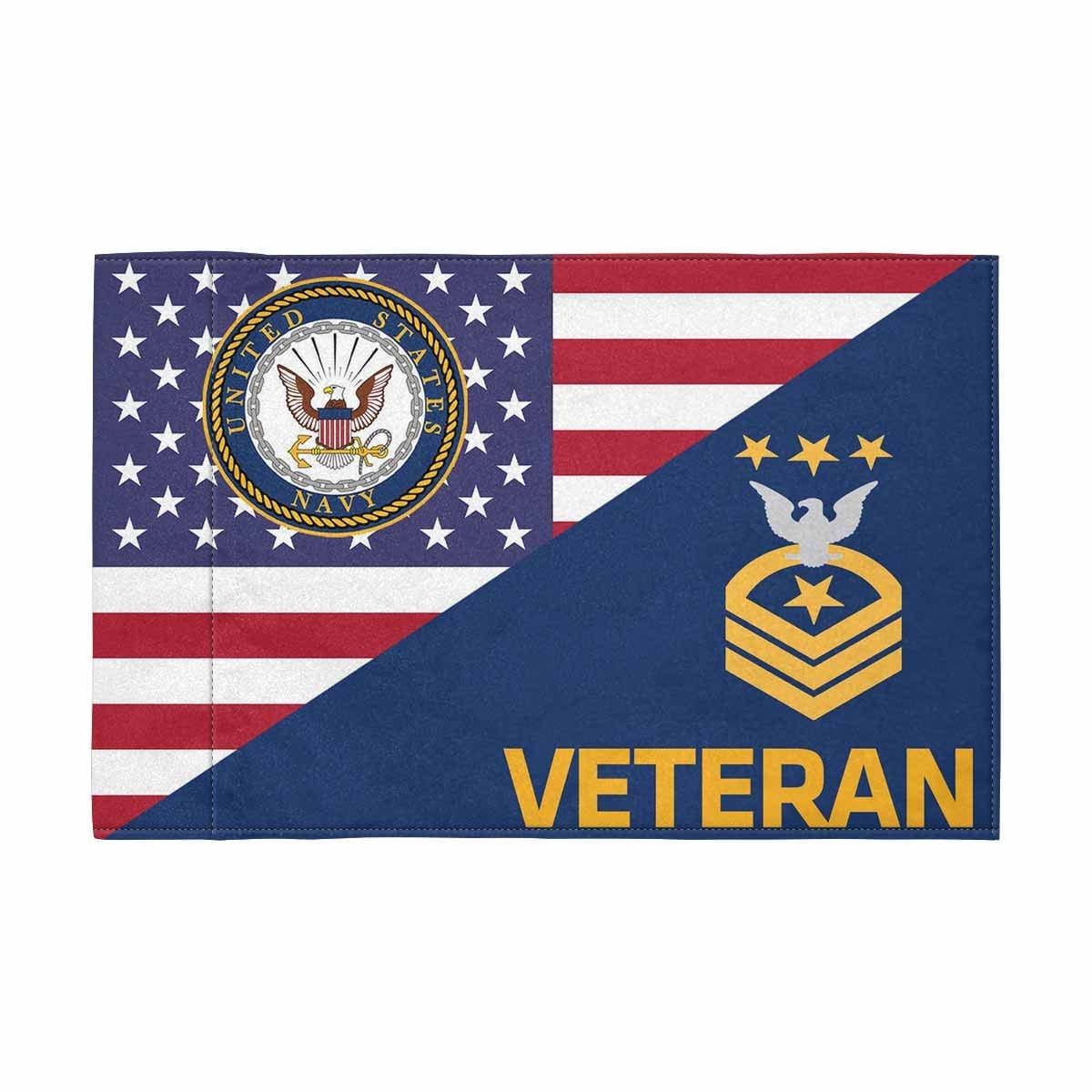 US Navy E-9 MCPON Collar Device Veteran Motorcycle Flag 9" x 6" Twin-Side Printing D01-MotorcycleFlag-Navy-Veterans Nation