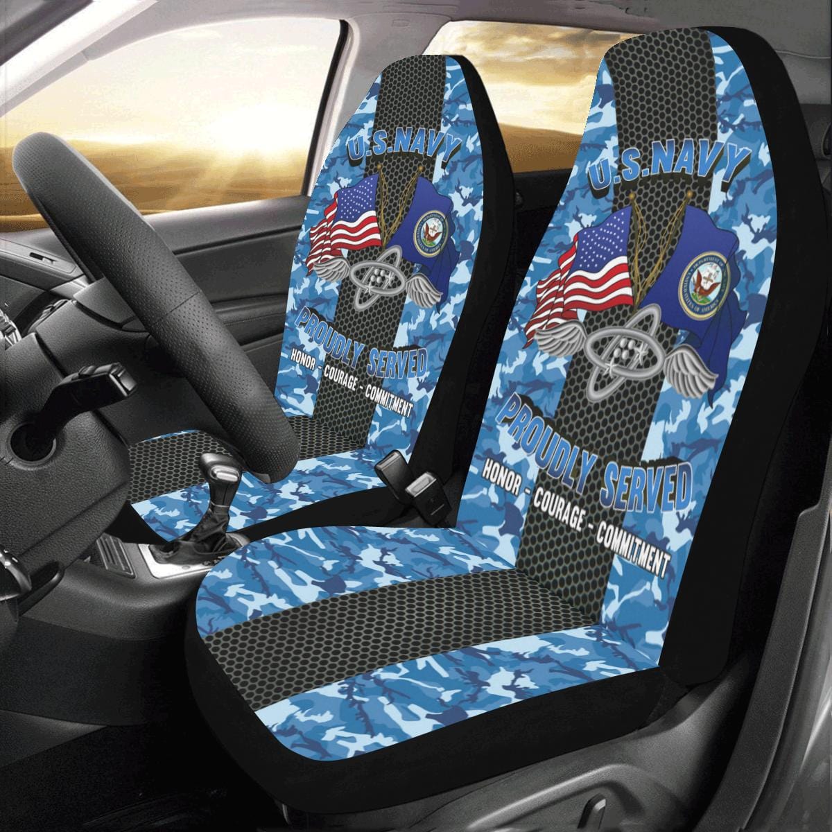 Navy Aviation Electronics Technician Navy AT Car Seat Covers (Set of 2)-SeatCovers-Navy-Rate-Veterans Nation