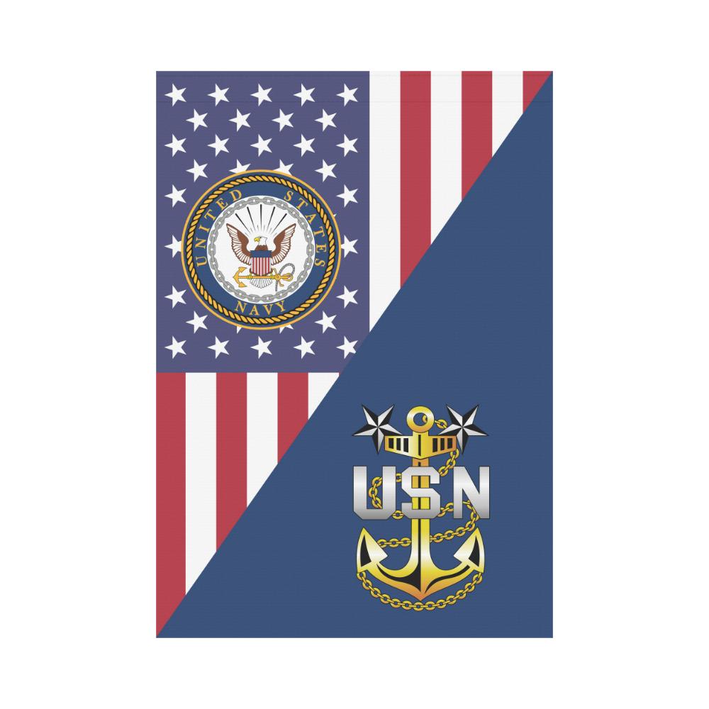 US Navy E-9 Master Chief Petty Officer E9 MCPO Senior Noncommissioned Officer Collar Device House Flag 28 inches x 40 inches Twin-Side Printing-HouseFlag-Navy-Collar-Veterans Nation