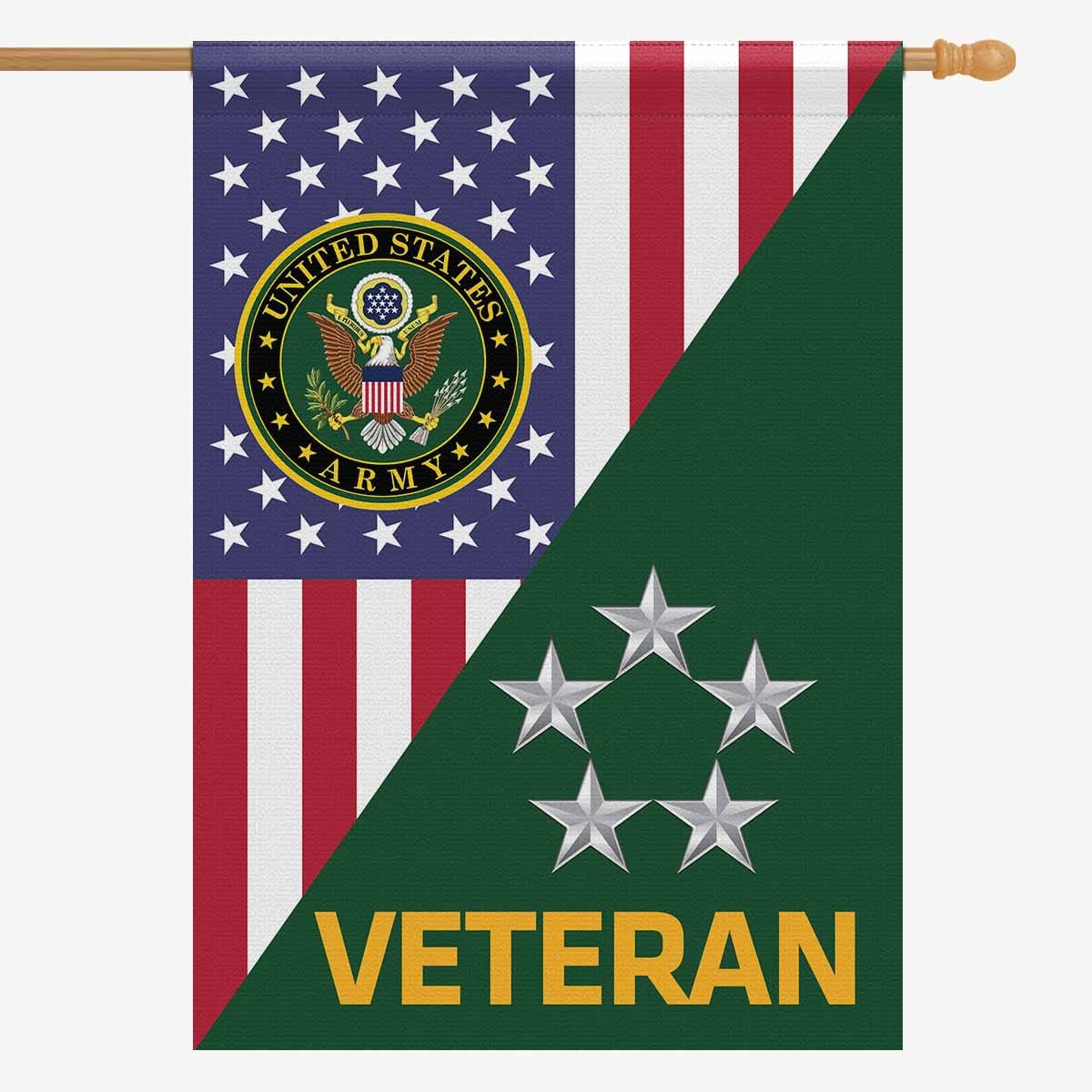 US Army O-10 General of the Army O10 GA Veteran House Flag 28 Inch x 40 Inch 2-Side Printing-HouseFlag-Army-Ranks-Veterans Nation