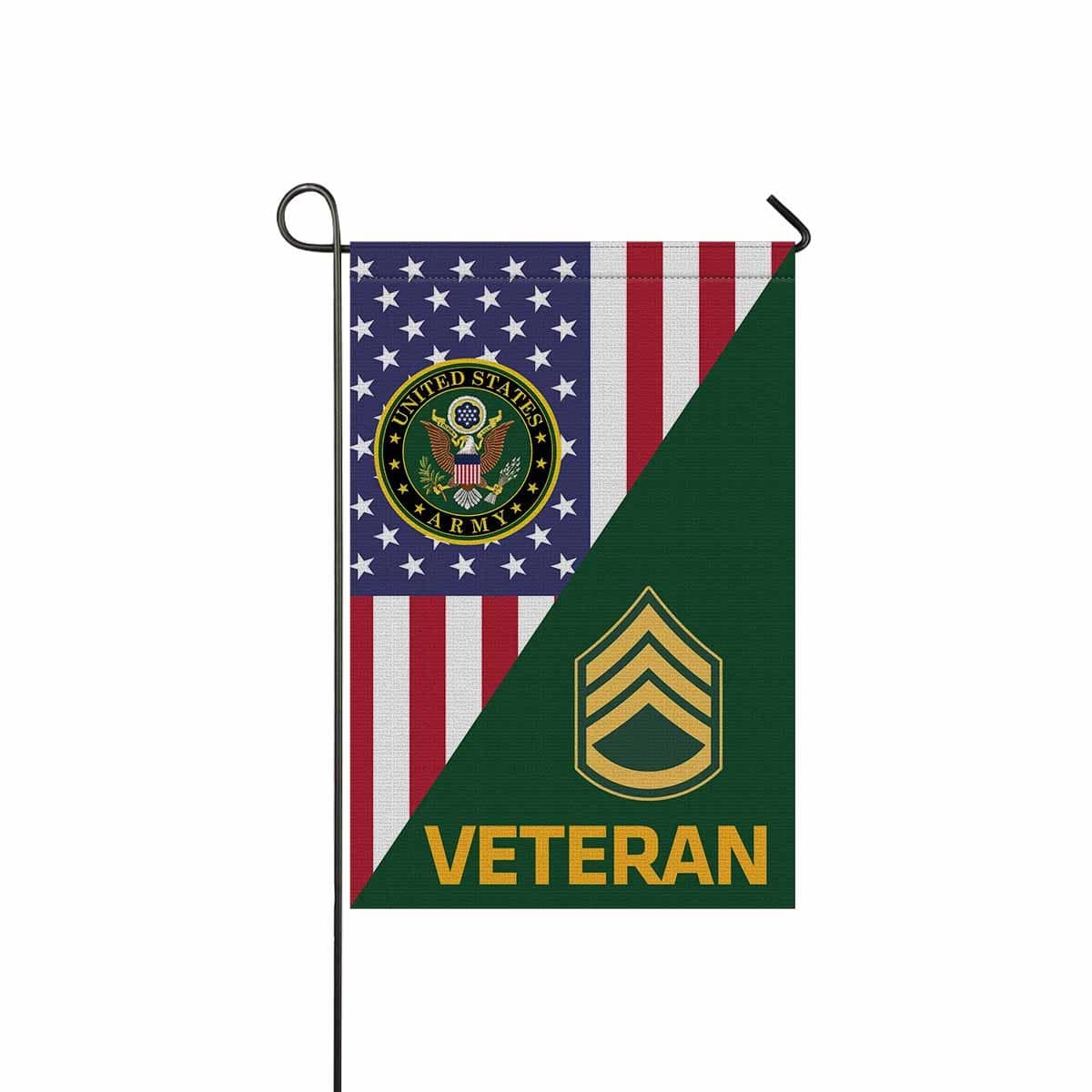 US Army E-6 Staff Sergeant E6 SSG Noncommissioned Officer Veteran Garden Flag/Yard Flag 12 inches x 18 inches Twin-Side Printing-GDFlag-Army-Ranks-Veterans Nation