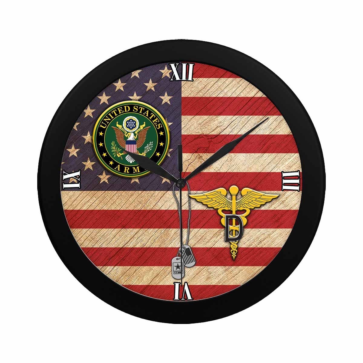 U.S. Army Dental Corps Black Wall Clock-WallClocks-Army-Branch-Veterans Nation