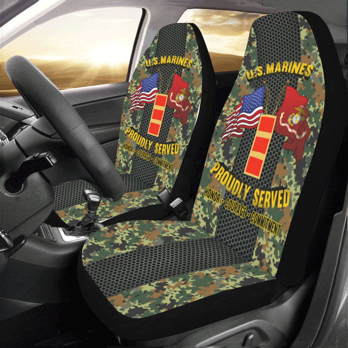 M.Corps W-2 Chief Warrant Officer 2 CW2 M.Corps CW2 Warrant Officer Car Seat Covers (Set of 2)-SeatCovers-USMC-Ranks-Veterans Nation