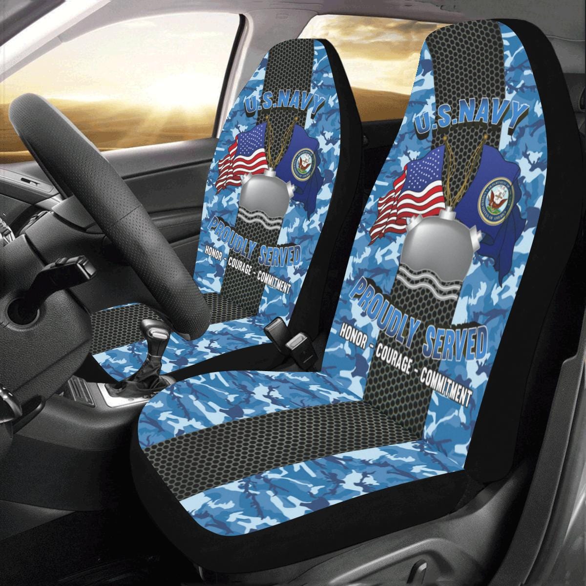 Navy Mineman Navy MN Car Seat Covers (Set of 2)-SeatCovers-Navy-Rate-Veterans Nation