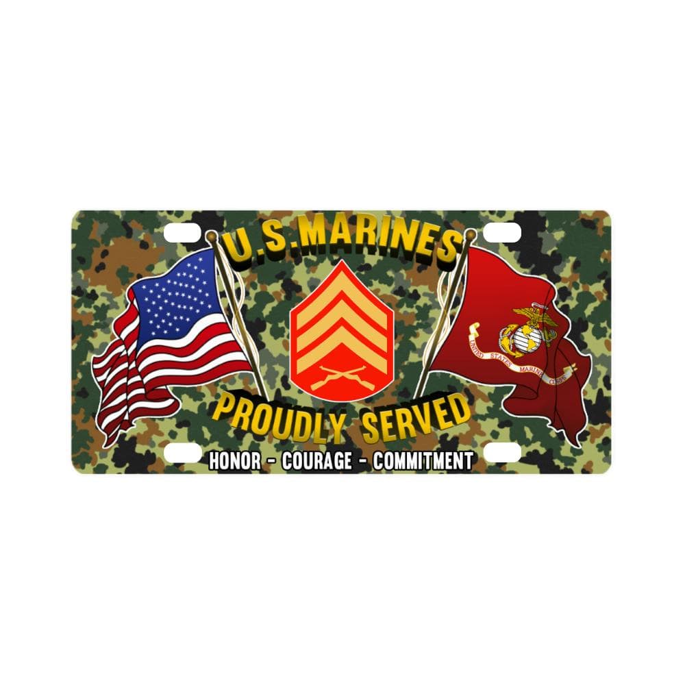 USMC E-5 Sergeant E5 Sgt USMC Noncommissioned Offi Classic License Plate-LicensePlate-USMC-Ranks-Veterans Nation