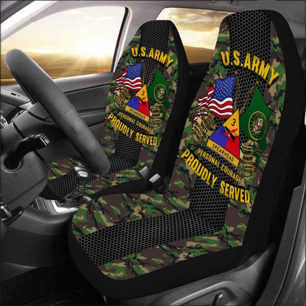 US Army 3rd Armored Division Car Seat Covers (Set of 2)-SeatCovers-Army-CSIB-Veterans Nation