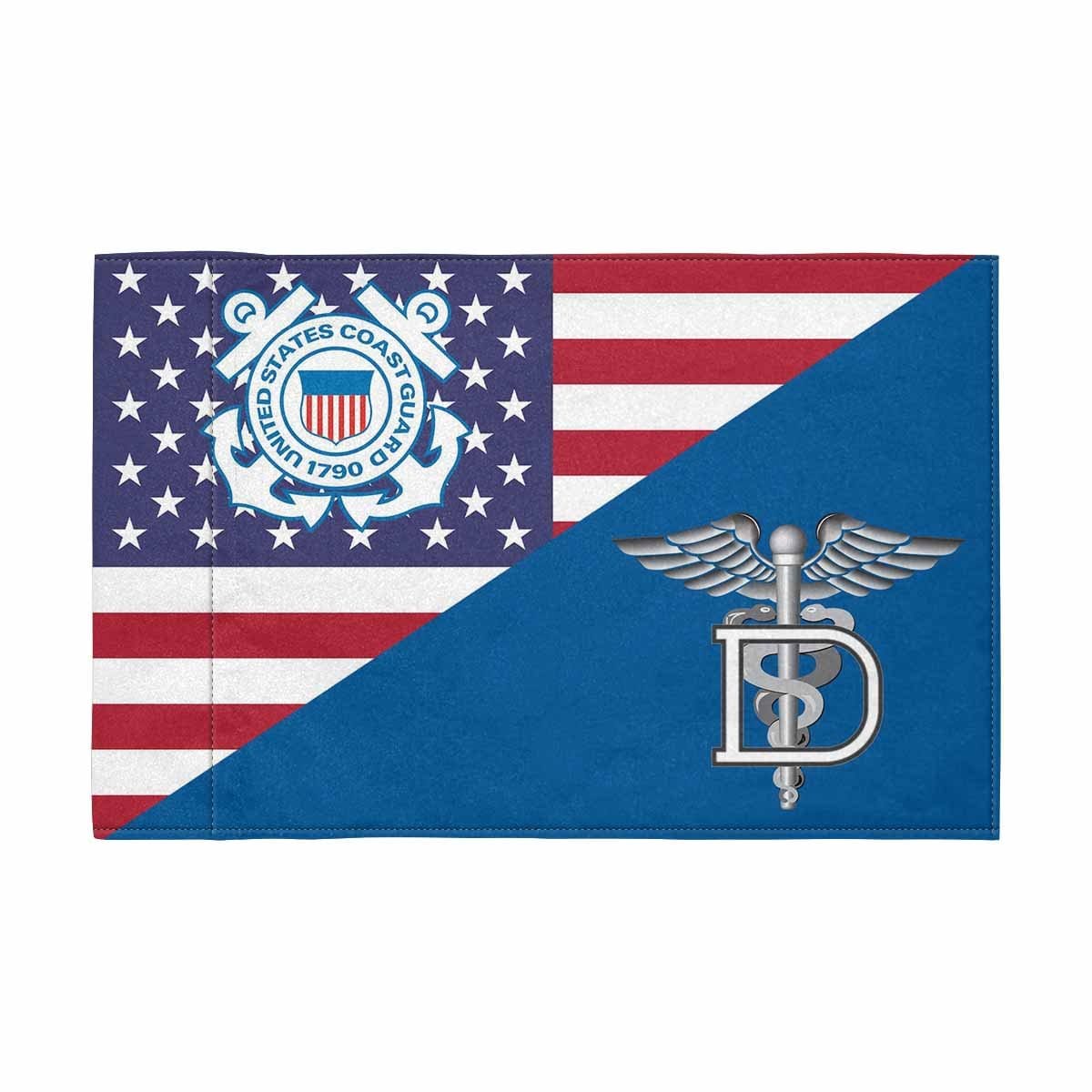 USCG DT Motorcycle Flag 9" x 6" Twin-Side Printing D01-MotorcycleFlag-USCG-Veterans Nation
