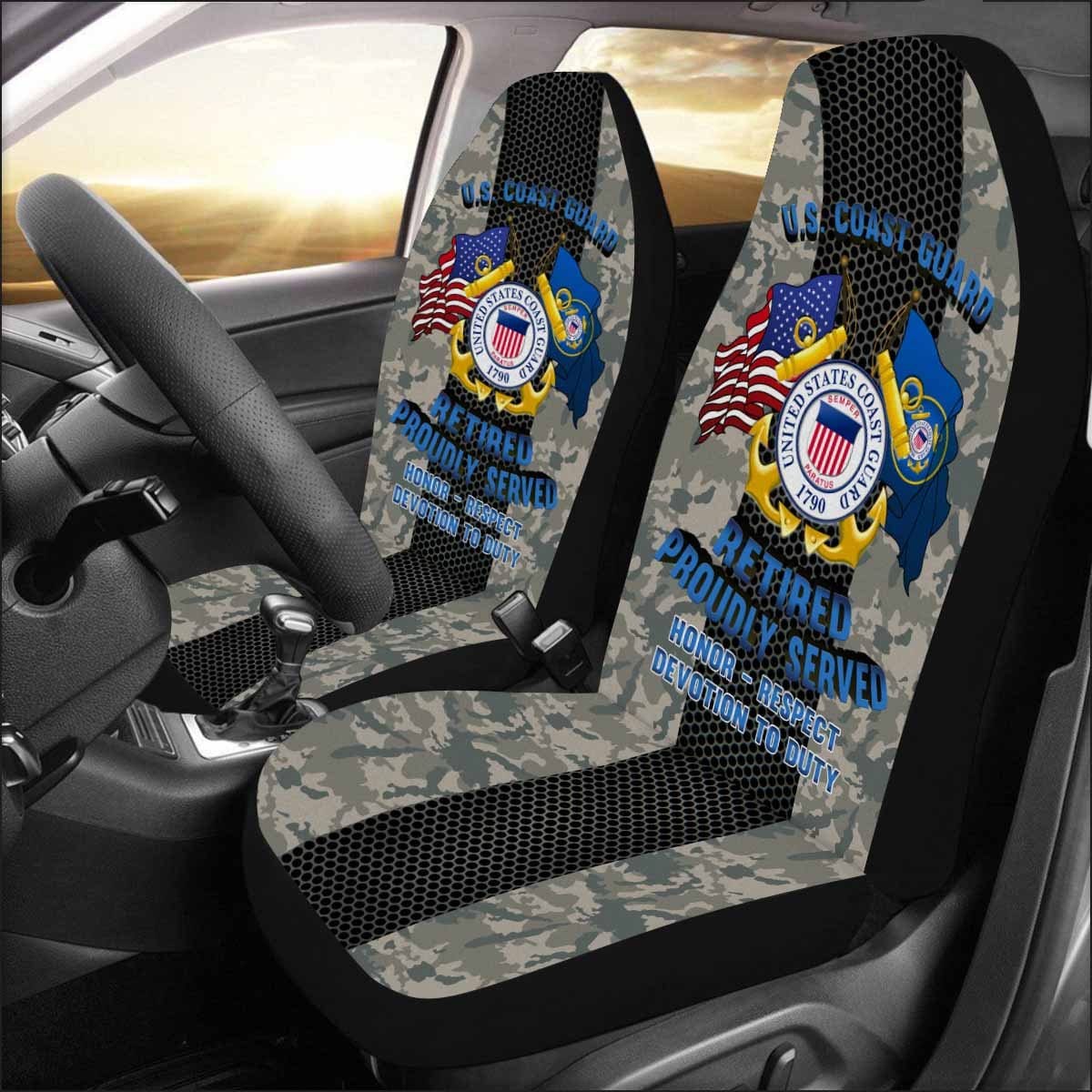 US Coast Guard Retired Car Seat Covers (Set of 2)-SeatCovers-USCG-Logo-Veterans Nation
