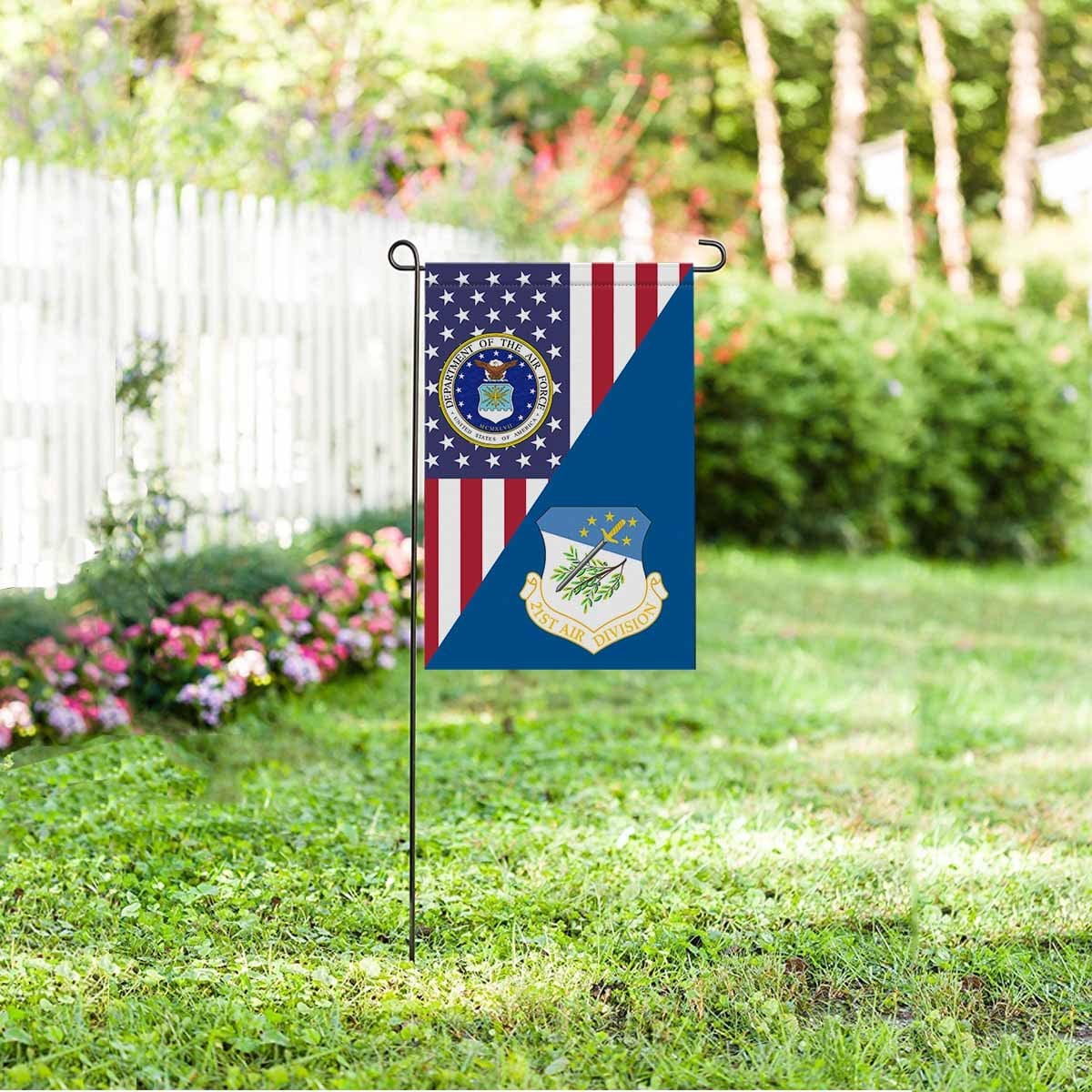 US Air Force 21st Air Division Garden Flag/Yard Flag 12 inches x 18 inches Twin-Side Printing-GDFlag-USAF-AirDivision-Veterans Nation
