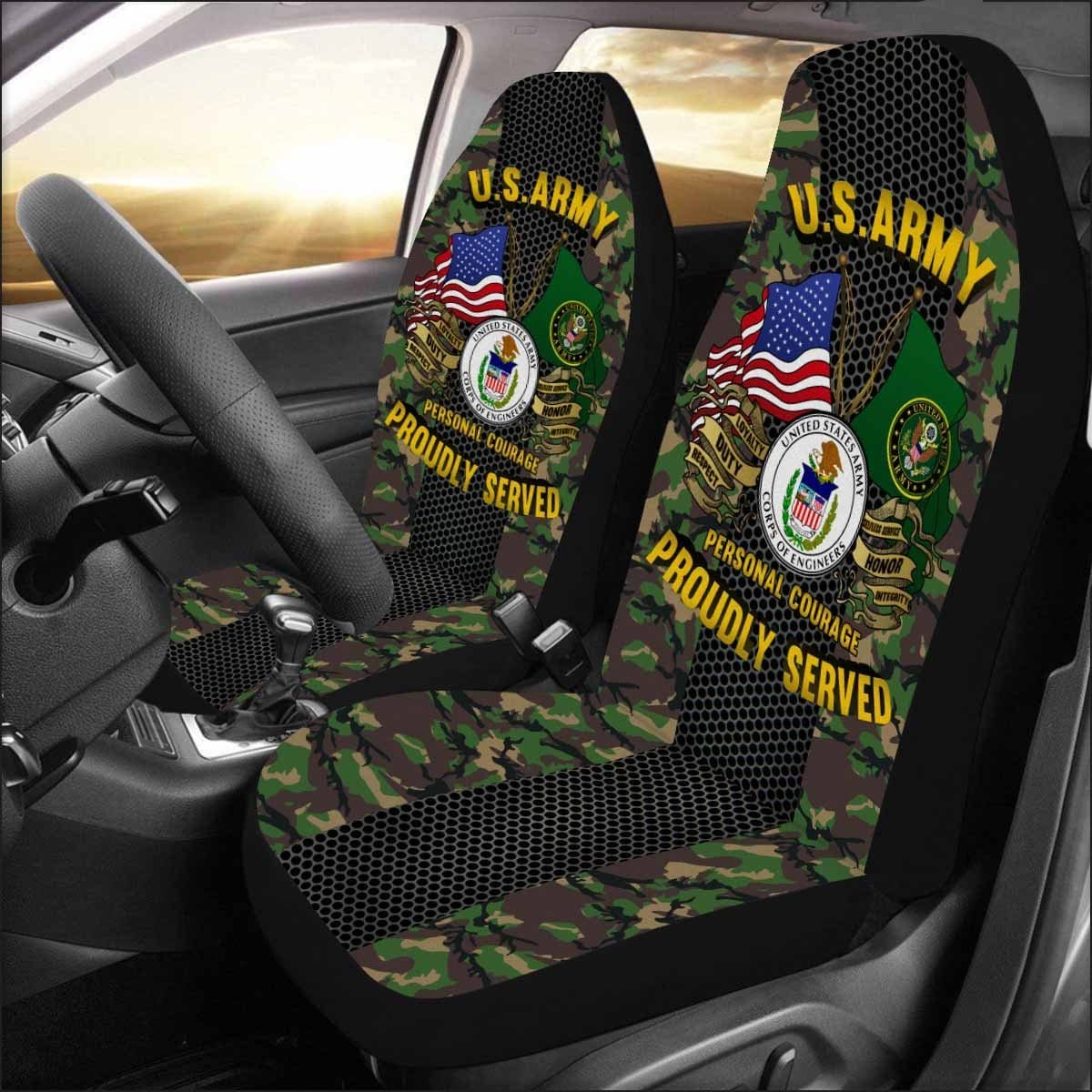 US Army Corps of Engineers Car Seat Covers (Set of 2)-SeatCovers-Army-Branch-Veterans Nation