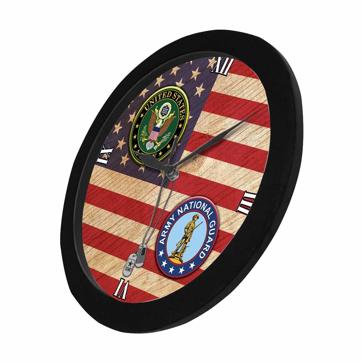 US Army National Guard Black Wall Clock-WallClocks-Army-Branch-Veterans Nation