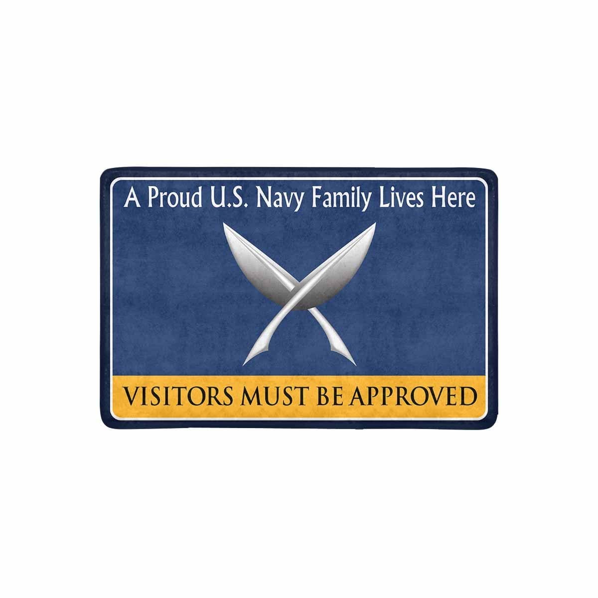 U.S Navy Yeoman Navy YN Family Doormat - Visitors must be approved (23,6 inches x 15,7 inches)-Doormat-Navy-Rate-Veterans Nation