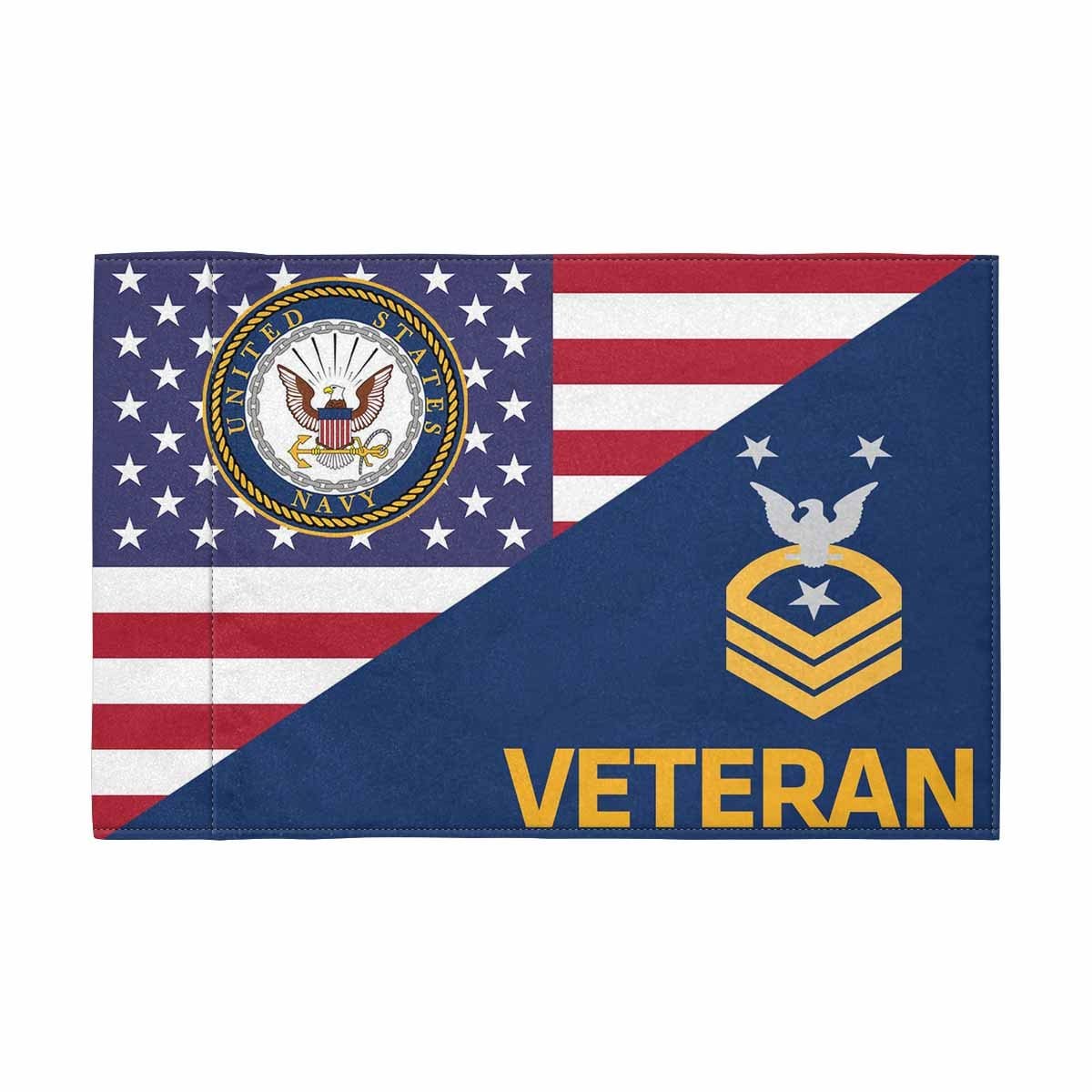 US Navy E-9 CMDCM Collar Device Veteran Motorcycle Flag 9" x 6" Twin-Side Printing D01-MotorcycleFlag-Navy-Veterans Nation