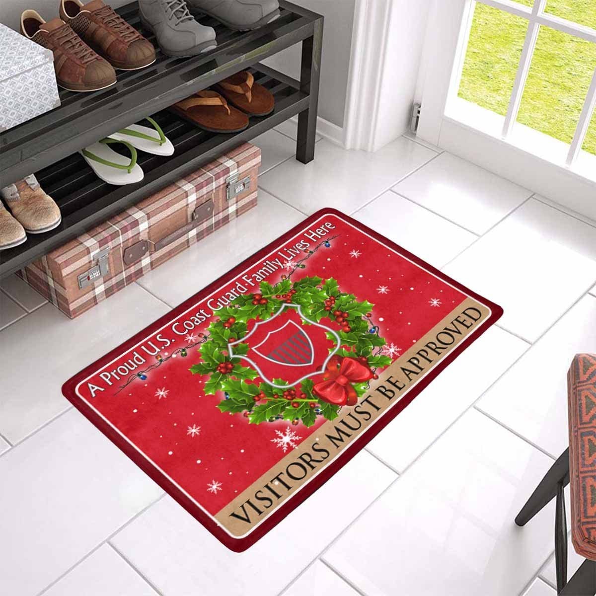 USCG MARITIME ENFORCEMENT ME Logo - Visitors must be approved Christmas Doormat-Doormat-USCG-Rate-Veterans Nation