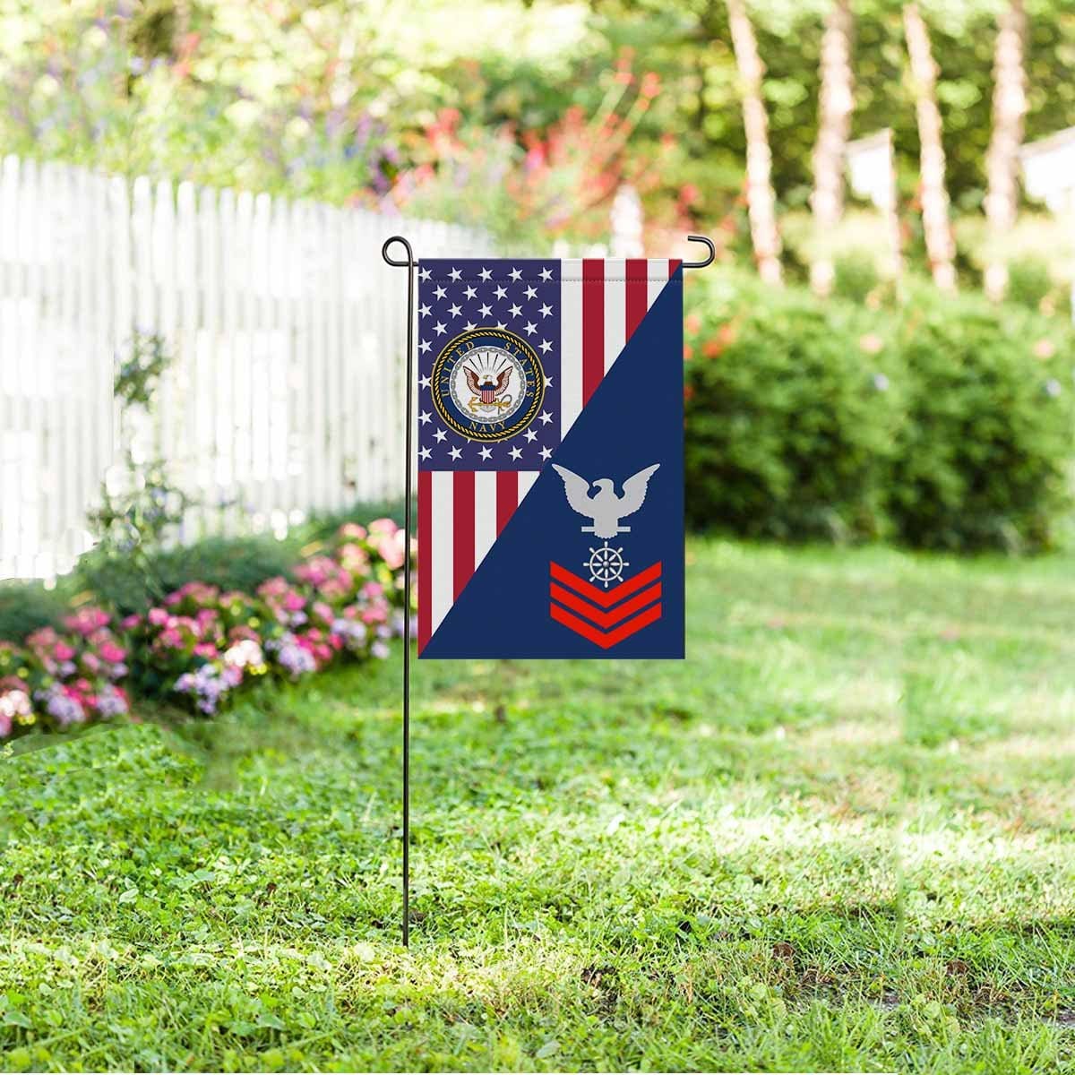 Navy Quartermaster Navy QM E-6 Red Stripe Garden Flag/Yard Flag 12 inches x 18 inches Twin-Side Printing-GDFlag-Navy-Rating-Veterans Nation