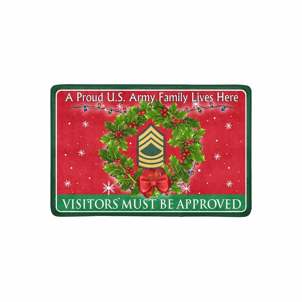 US Army E-8 Master Sergeant E8 MSG Noncommissioned Officer Ranks - Visitors must be approved Christmas Doormat-Doormat-Army-Ranks-Veterans Nation