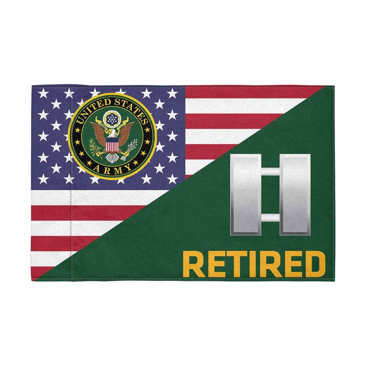 US Army O-3 Retired Motorcycle Flag 9" x 6" Twin-Side Printing D01-MotorcycleFlag-Army-Veterans Nation