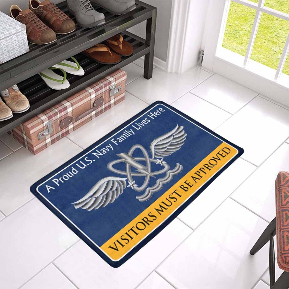 U.S Navy Naval aircrewman Navy AW Family Doormat - Visitors must be approved (23,6 inches x 15,7 inches)-Doormat-Navy-Rate-Veterans Nation