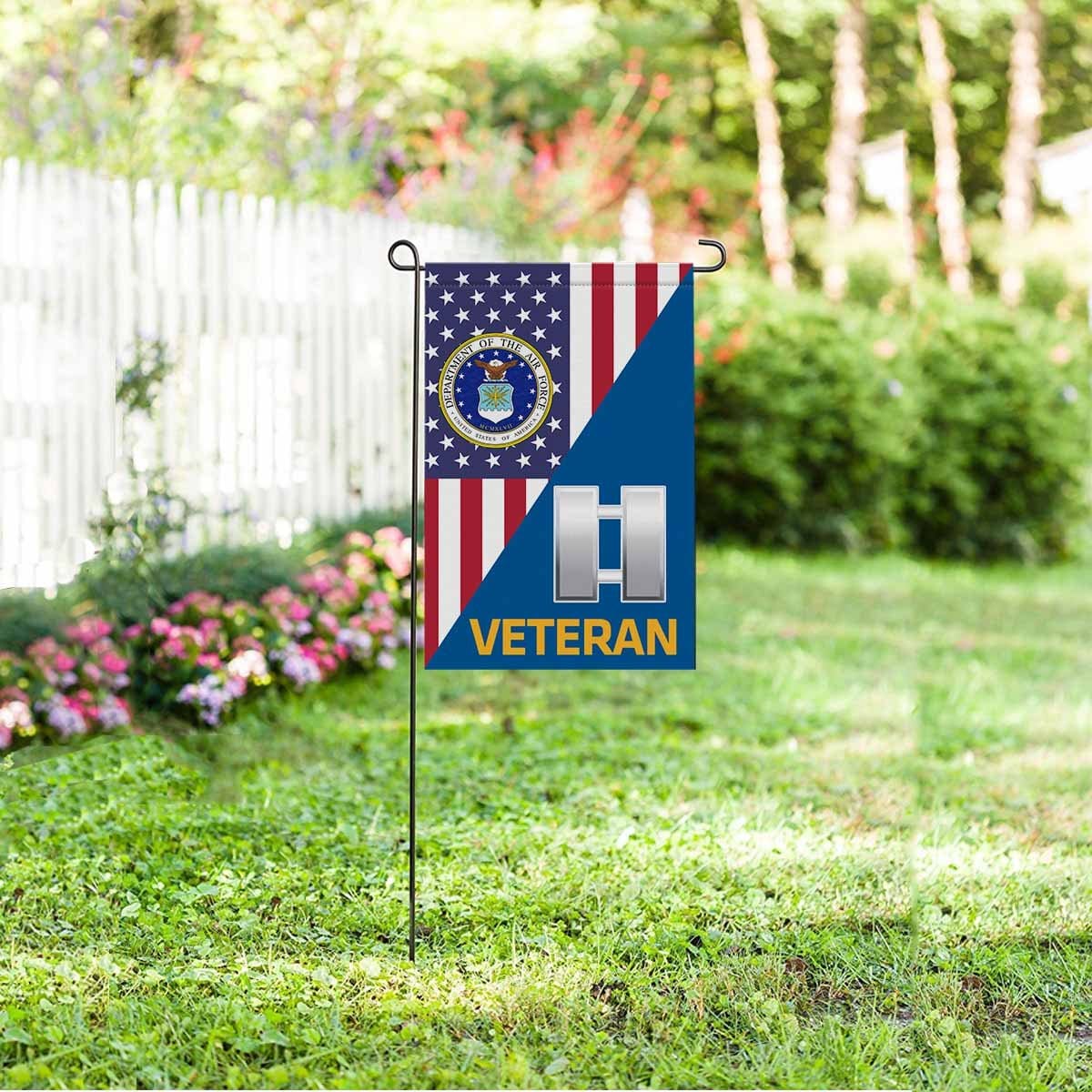 US Air Force O-3 Captain Capt O3 Commissioned Officer Veteran Garden Flag/Yard Flag 12 inches x 18 inches Twin-Side Printing-GDFlag-USAF-Ranks-Veterans Nation