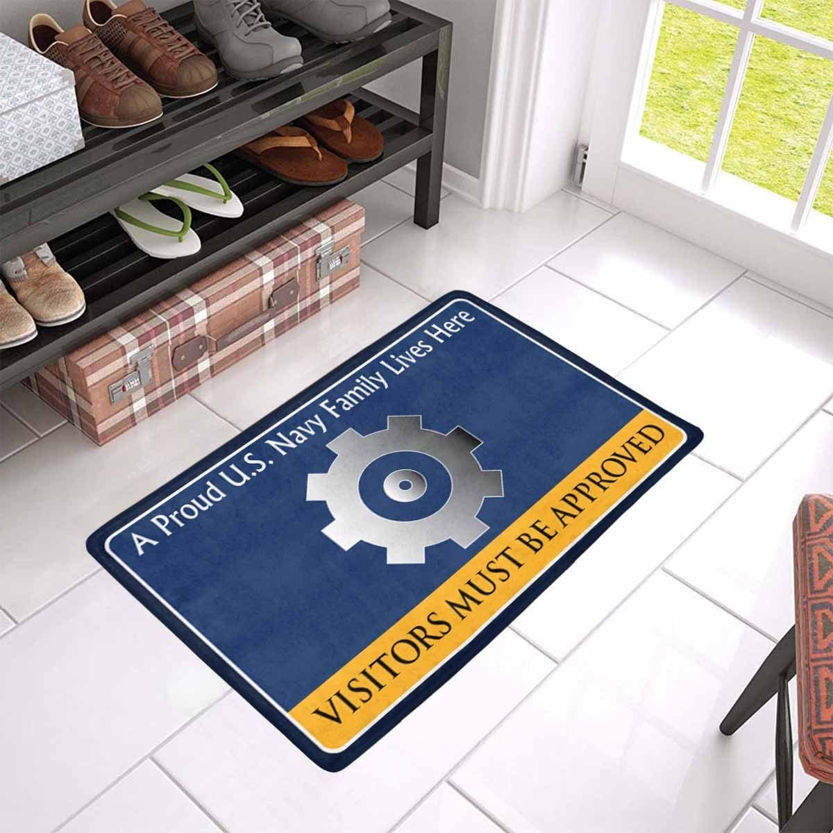 U.S Navy Engineman Navy EN Family Doormat - Visitors must be approved (23,6 inches x 15,7 inches)-Doormat-Navy-Rate-Veterans Nation