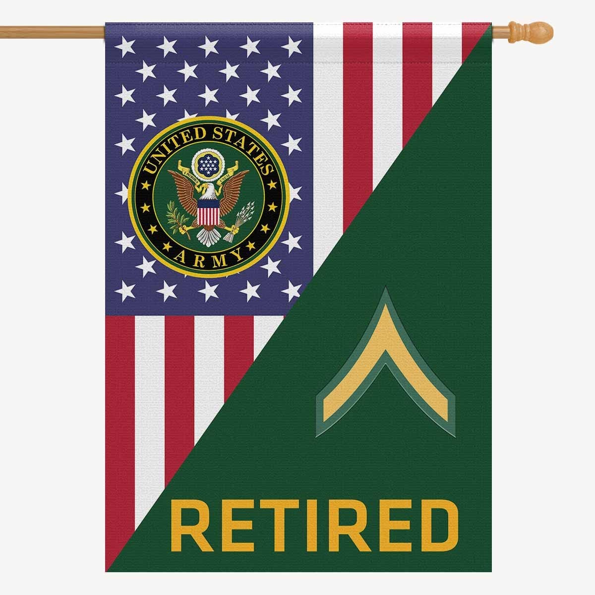 US Army E-2 Private Second Class E2 PV2 Retired House Flag 28 Inch x 40 Inch 2-Side Printing-HouseFlag-Army-Ranks-Veterans Nation