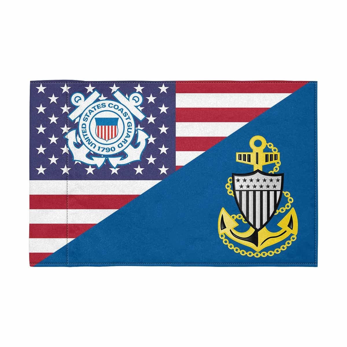 US Coast Guard E-7 Collar Device Motorcycle Flag 9" x 6" Twin-Side Printing D01-MotorcycleFlag-USCG-Veterans Nation