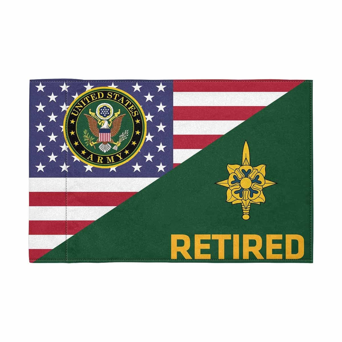 US Army Military Intelligence Branch Retired Motorcycle Flag 9" x 6" Twin-Side Printing D01-MotorcycleFlag-Army-Veterans Nation