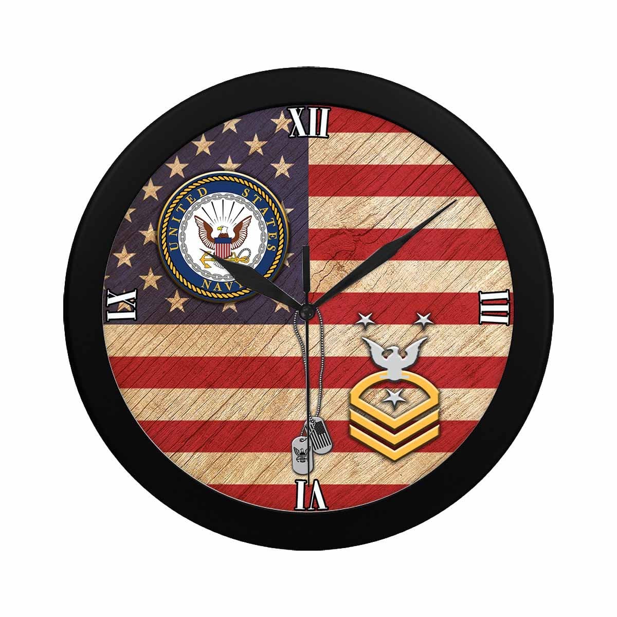 US Navy E-9 Command Master Chief Petty Officer E9 CMDCM Senior Enlisted Advisor Collar Device Wall Clock-WallClocks-Navy-Collar-Veterans Nation