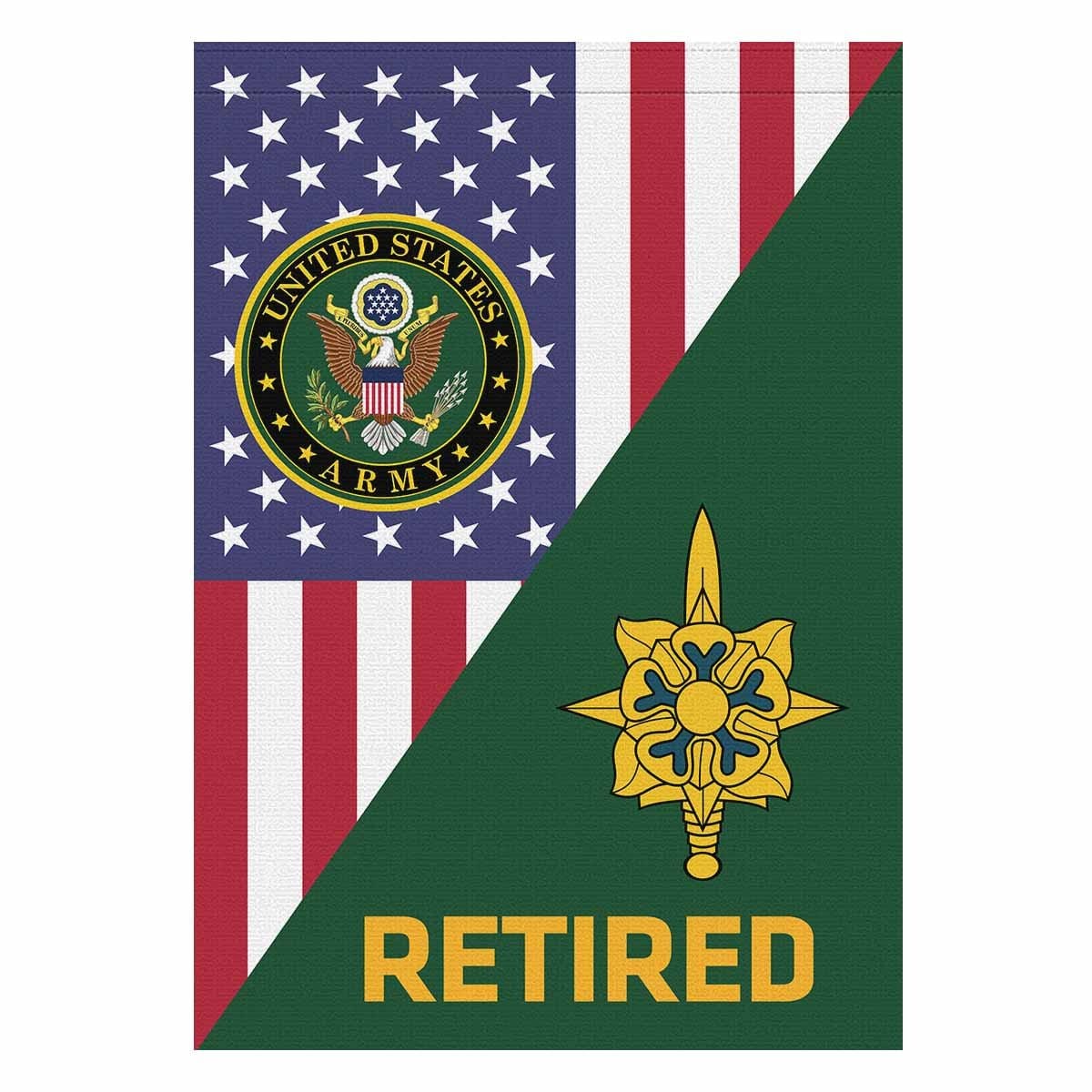 US Army Military Intelligence Branch Retired House Flag 28 Inch x 40 Inch Twin-Side Printing-HouseFlag-Army-Branch-Veterans Nation