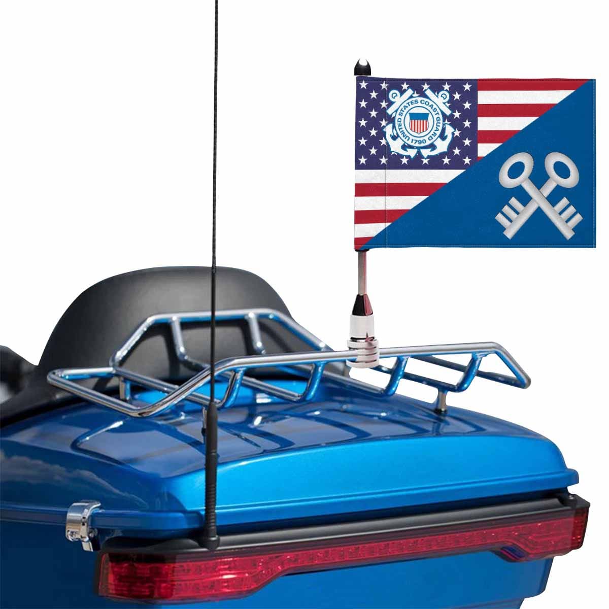 USCG SK Motorcycle Flag 9" x 6" Twin-Side Printing D01-MotorcycleFlag-USCG-Veterans Nation