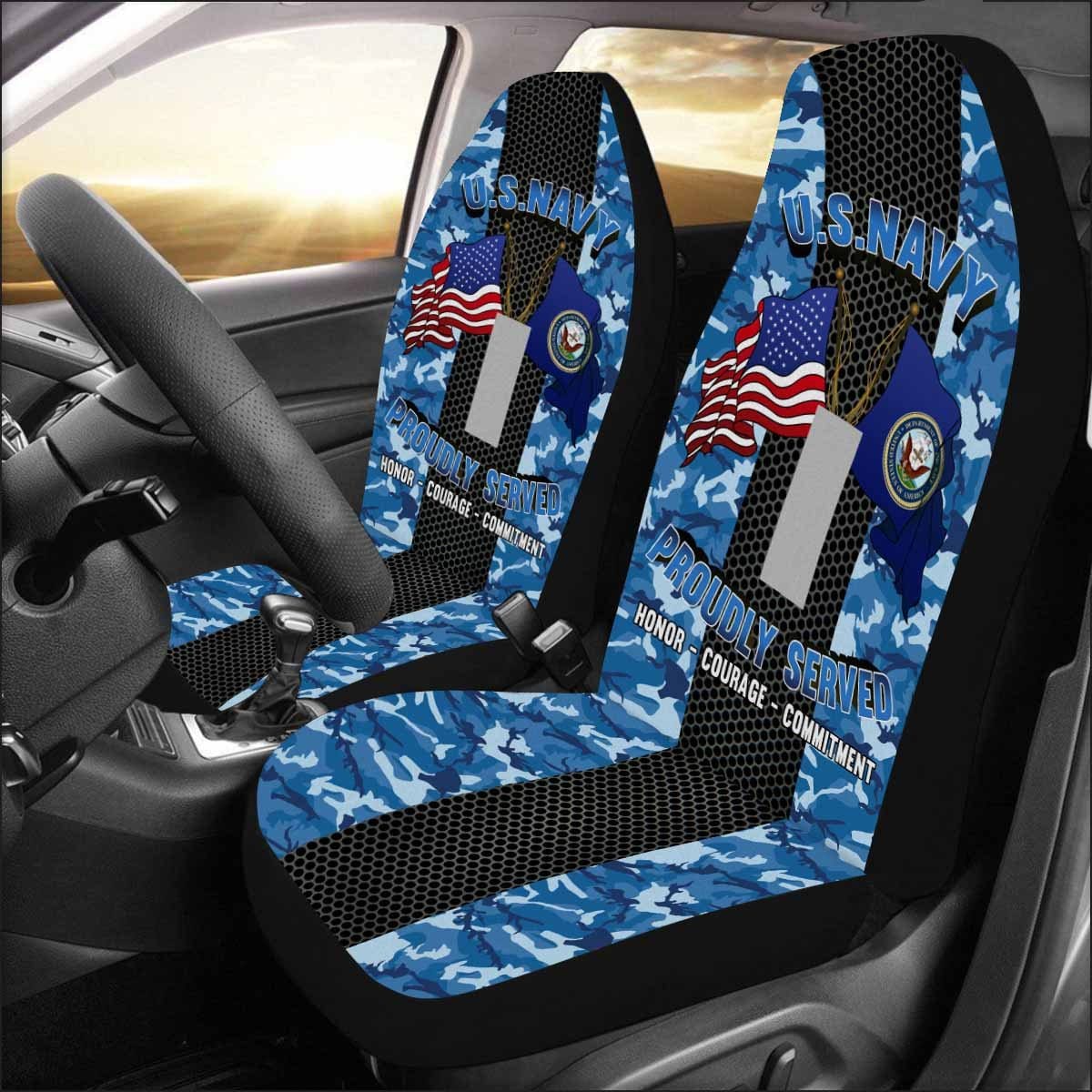 US Navy O-2 Lieutenant Junior Grade O2 LTJG Junior Officer Car Seat Covers (Set of 2)-SeatCovers-Navy-Officer-Veterans Nation