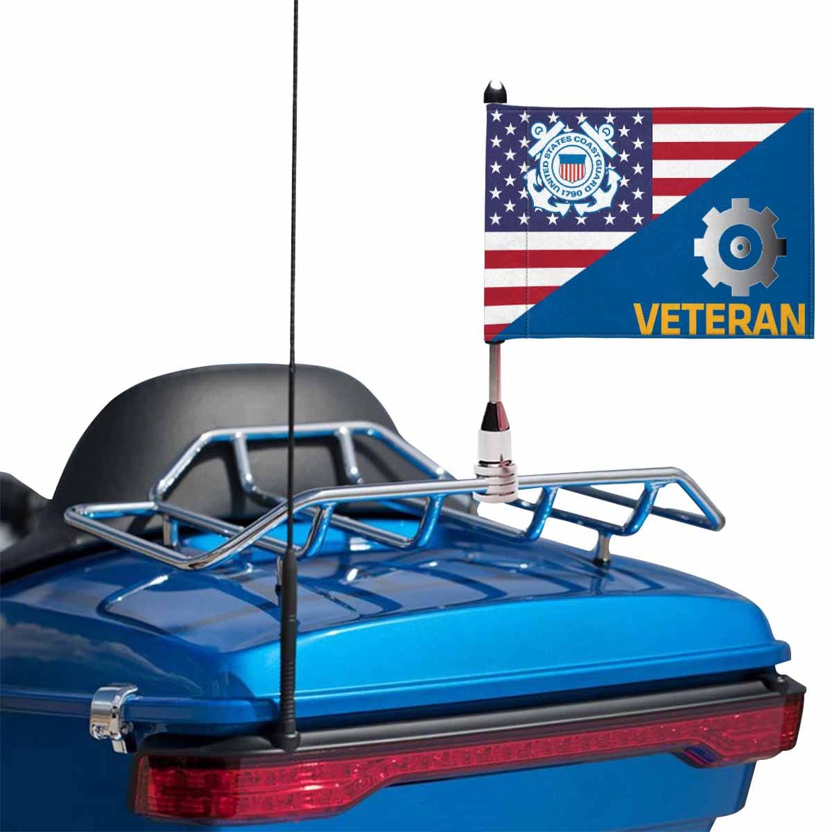 US Coast Guard Rate Veteran Motorcycle Flag 9" x 6" Twin-Side Printing D01-MotorcycleFlag-USCG-Veterans Nation