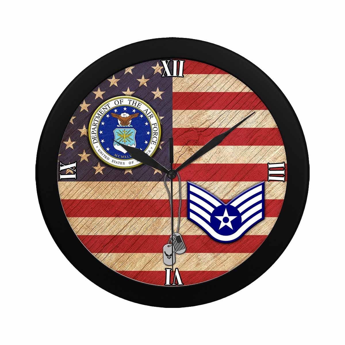 US Air Force E-5 Staff Sergeant SSgt E5 Wall Clock-WallClocks-USAF-Ranks-Veterans Nation