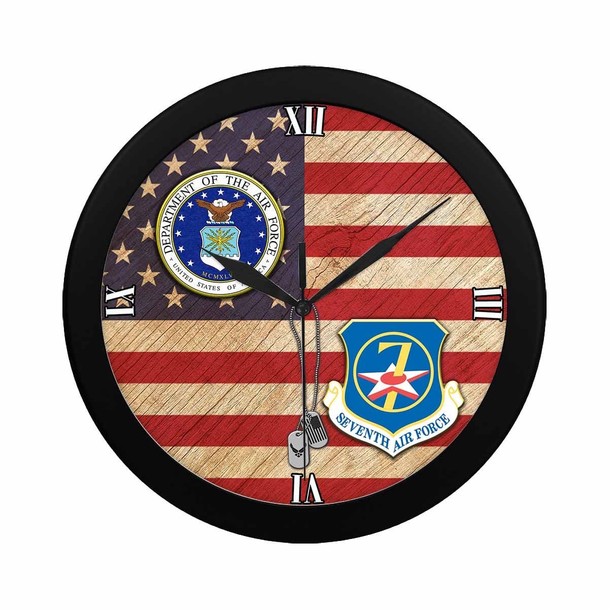 US Air Force Seventh Air Force Wall Clock-WallClocks-USAF-Shield-Veterans Nation