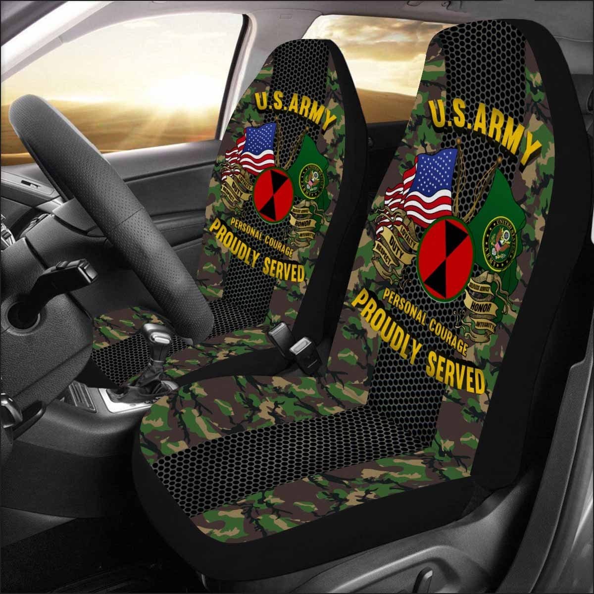 US Army 7th Infantry Division Car Seat Covers (Set of 2)-SeatCovers-Army-CSIB-Veterans Nation