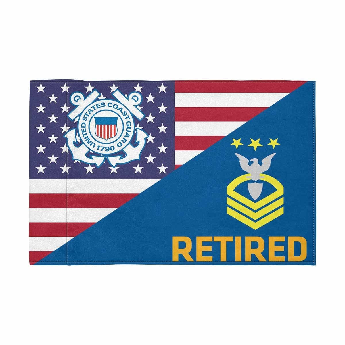 US Coast Guard E-9 Master Chief Petty Officer Of The Coast Guard E9 MCPOC Chief Petty Officer Retired Motorcycle Flag 9" x 6" Twin-Side Printing D01-MotorcycleFlag-USCG-Veterans Nation