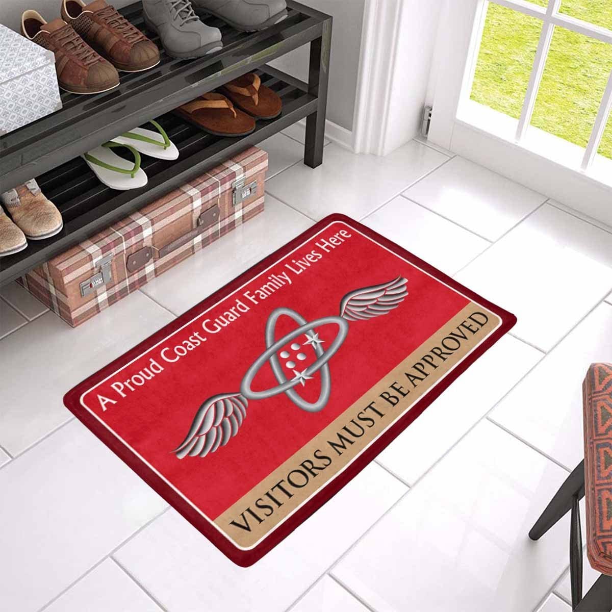 USCG AVIONICS ELECTRICAL TECHNICIAN AET Logo Family Doormat - Visitors must be approved (23.6 inches x 15.7 inches)-Doormat-USCG-Rate-Veterans Nation