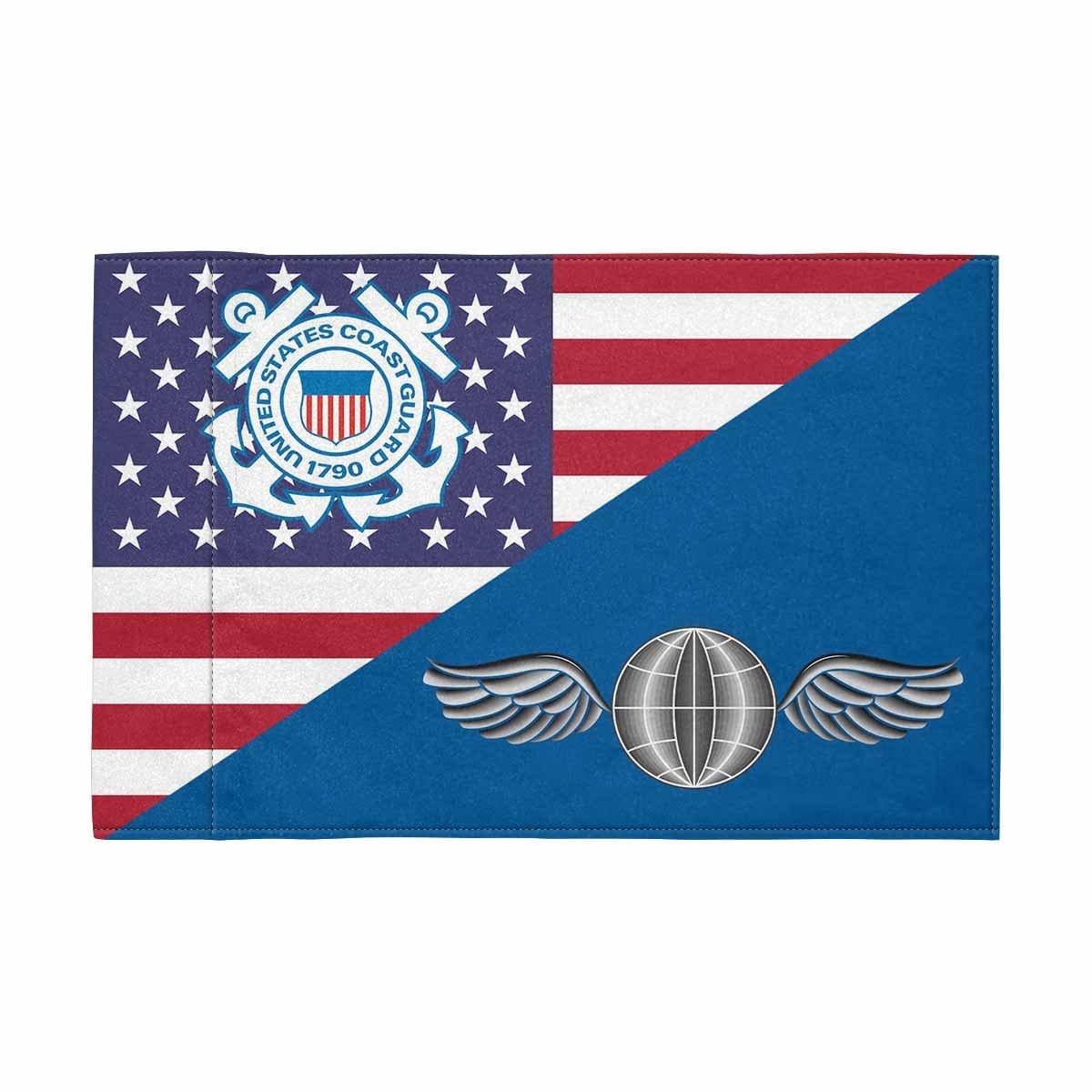 USCG AE Motorcycle Flag 9" x 6" Twin-Side Printing D01-MotorcycleFlag-USCG-Veterans Nation