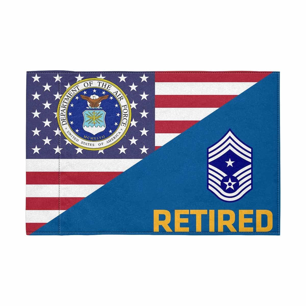 US Air Force E-9 CCM Retired Motorcycle Flag 9" x 6" Twin-Side Printing D01-MotorcycleFlag-USAF-Veterans Nation