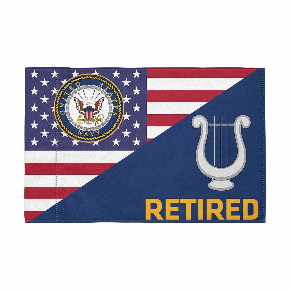 US Navy Musician Navy MU Retired Motorcycle Flag 9" x 6" Twin-Side Printing D01-MotorcycleFlag-Navy-Veterans Nation