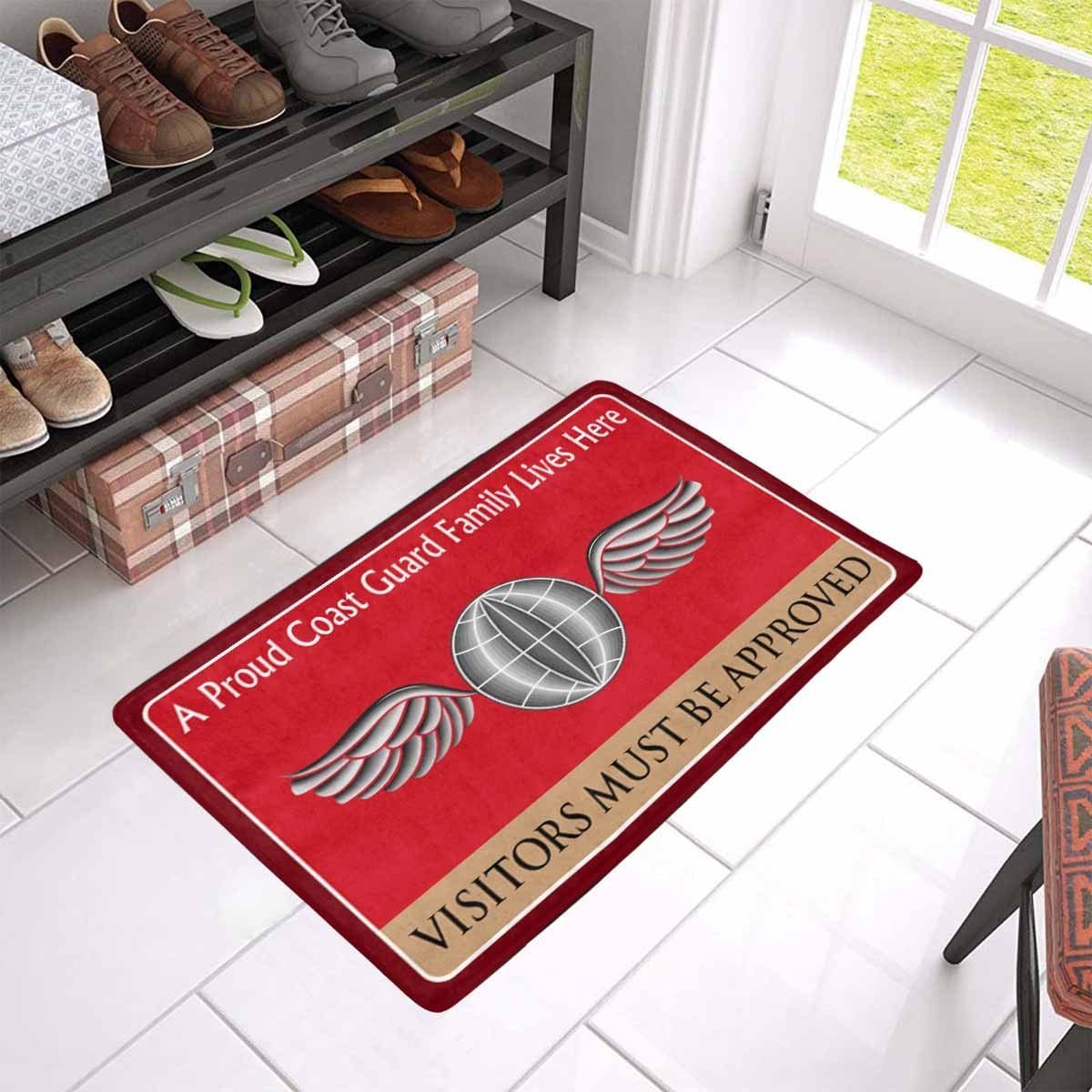 US Coast Guard Aviation Electricians Mate AE Logo Family Doormat - Visitors must be approved (23.6 inches x 15.7 inches)-Doormat-USCG-Rate-Veterans Nation