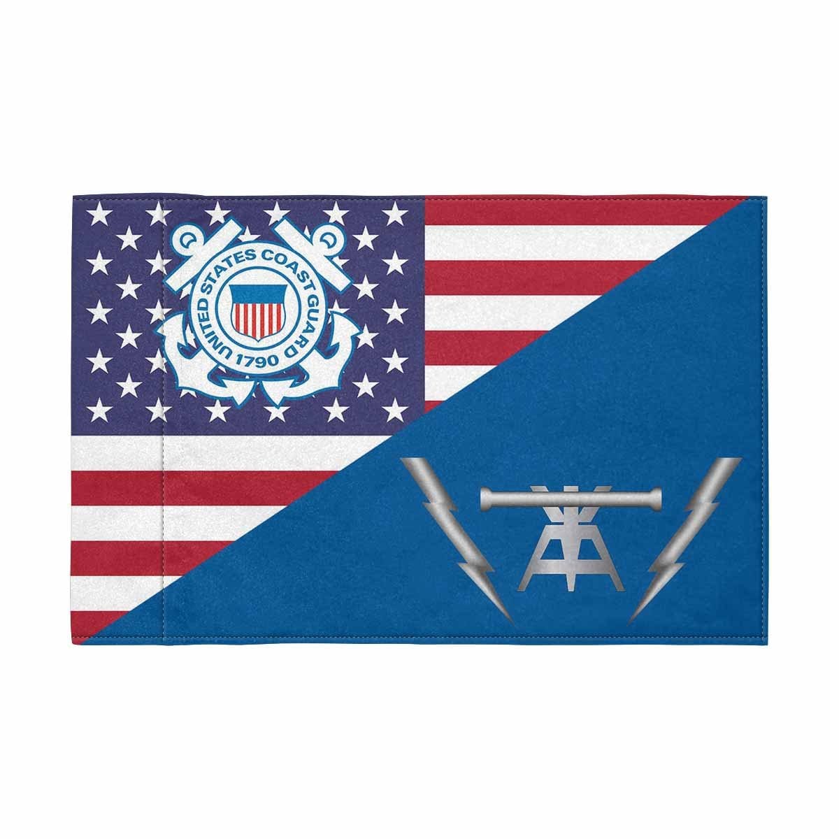 USCG FT Motorcycle Flag 9" x 6" Twin-Side Printing D01-MotorcycleFlag-USCG-Veterans Nation