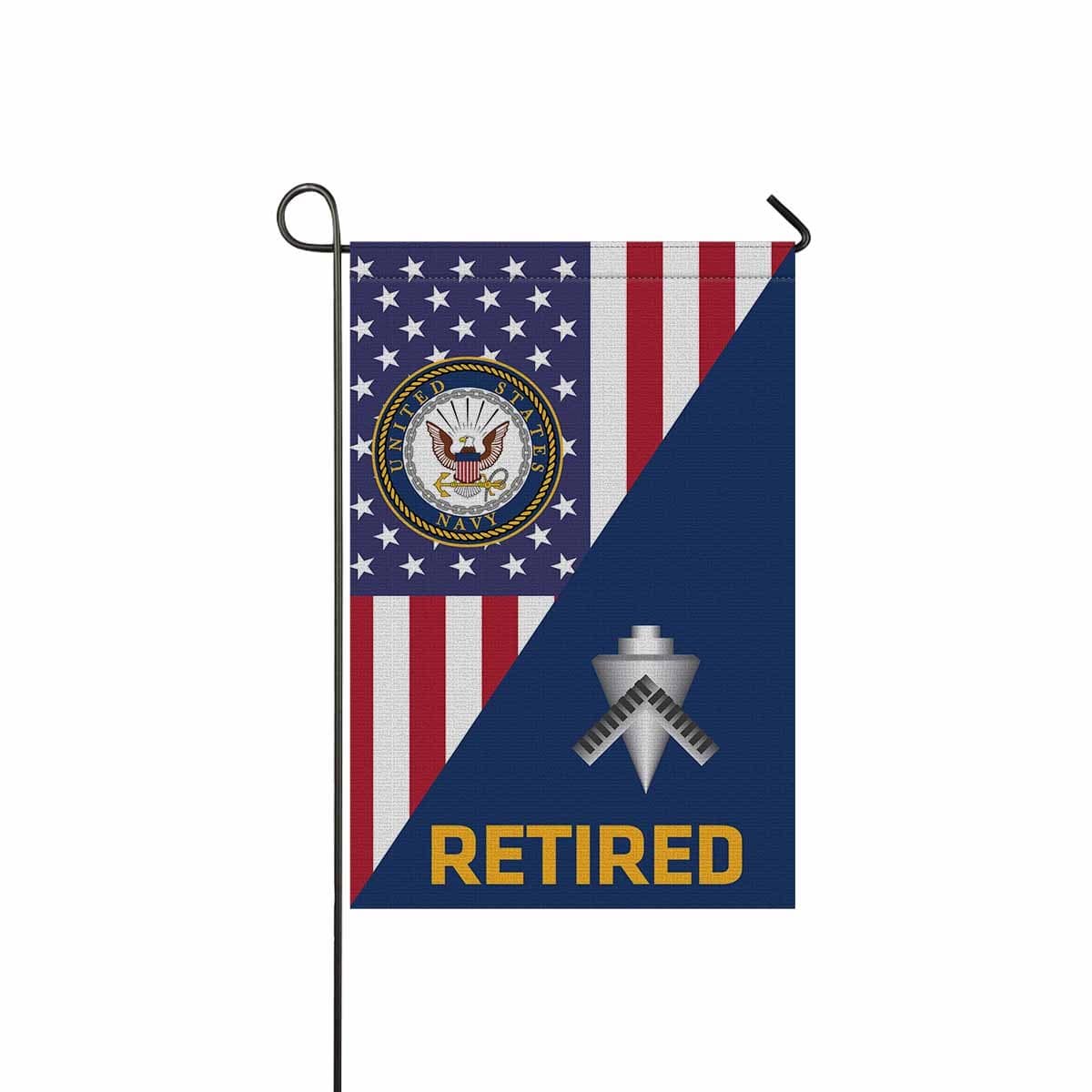 US Navy Builder Navy BU Retired Garden Flag/Yard Flag 12 inches x 18 inches Twin-Side Printing-GDFlag-Navy-Rate-Veterans Nation