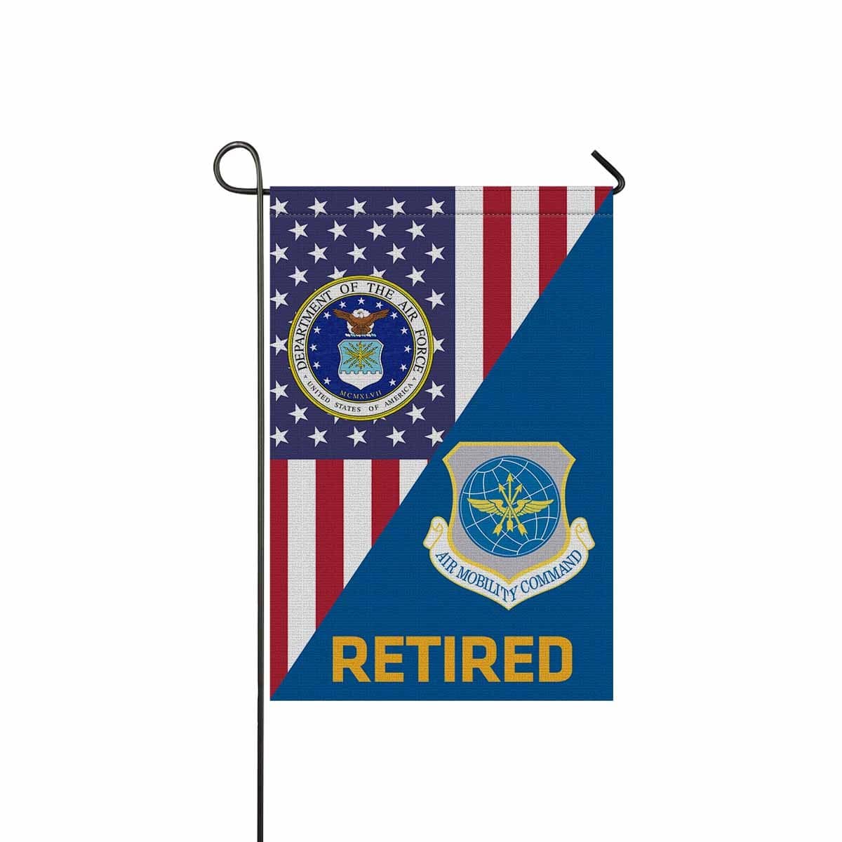 US Air Force Air Mobility Command Retired Garden Flag/Yard Flag 12 inches x 18 inches Twin-Side Printing-GDFlag-USAF-Shield-Veterans Nation