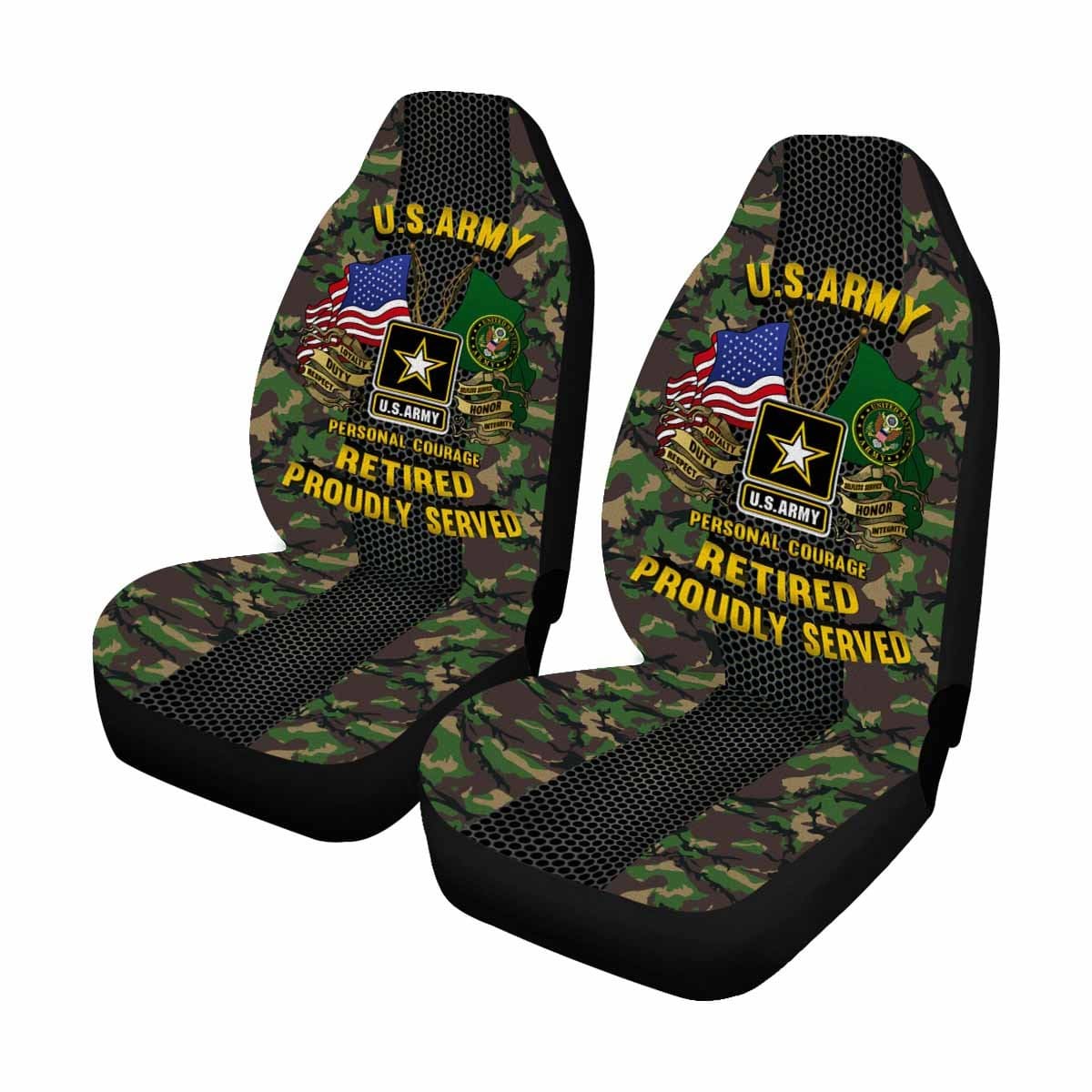 US Army Retired Car Seat Covers (Set of 2)-SeatCovers-Army-Logo-Veterans Nation